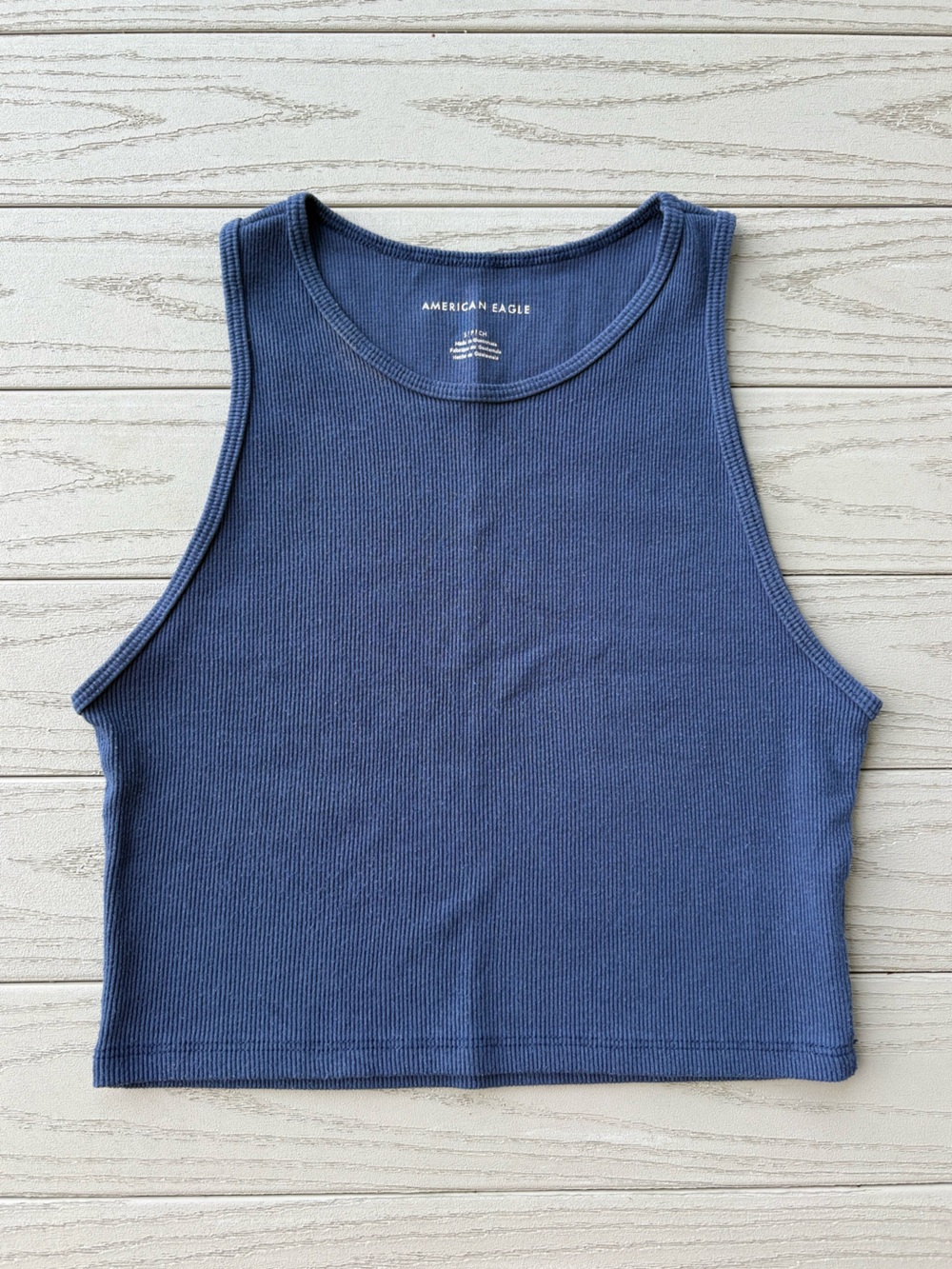 AEO Navy Blue Cropped Ribbed Tank Top